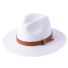 Pălărie de paie cu curea dublă alb