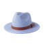 Pălărie de paie cu curea dublă albastru deschis