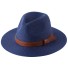 Pălărie de paie cu curea dublă albastru inchis