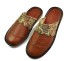 Pánska domáca obuv - Kožené šľapky hnedá