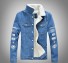 Pánska džínsová bunda s kožušinkou F1313 svetlo modrá
