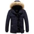 Pánska zimná bunda s kapucňou S52 tmavo modrá