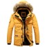 Pánska zimná bunda s kapucňou S52 tmavo žltá