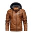 Pánska zimná kožená bunda F1080 hnedá