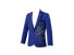 Pánské sako s 3D stříbrnými květinami J2670 modrá