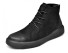 Pánske zimné kožené topánky na šnurovanie J1544 čierna