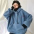 Pelziger Rollkragenpullover für Damen blau