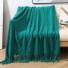 Pletená deka se střapcem 127 x 152 cm tmavě zelená