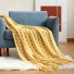 Pletená deka se střapcem 130 x 200 cm N975 tmavě žlutá