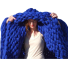 Pletená vlněná deka 100 x 120 cm modrá