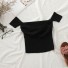 Pullover-T-Shirt mit entblößten Schultern für Damen schwarz