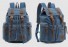 Reiserucksack aus Segeltuch mit Leder J3087 blau