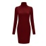 Rochie de toamnă pentru femei, cu guler burgundy