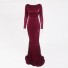 Rochie lungă cu paiete de seară burgundy