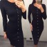 Rochie lunga de dama cu nasturi J2813 negru