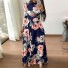 Rochie maxi florala de toamna albastru inchis