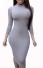 Rochie midi cu guler stand-up gri deschis