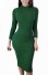 Rochie midi cu guler stand-up verde inchis