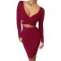 Rochie sexy cu maneca lunga burgundy