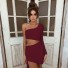 Rochie sexy cu o singură mânecă burgundy