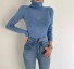 Rollkragenpullover für Damen blau