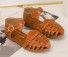 Sandale din piele pentru fete maro