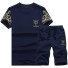 Set elegant pentru bărbați - tricou și pantaloni scurți J2289 albastru inchis