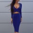 Sexy šaty s dlhým rukávom modrá