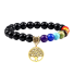 Sieben-Chakren-Armband mit Obsidianperlen golden