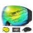 Síszemüveg készlet, cserélhető sárga lencse, vászonhuzat és szemüvegtok sí- és snowboard tükörszemüveg UV400 szűrővel 23 x 9,5 cm arany