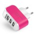 Síťový nabíjecí adaptér 3 USB porty růžová