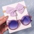 Slnečné okuliare s mačacími uškami a mašľou fialová