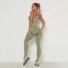 Sportliches Crop-Top und Leggings für Damen armeegrün