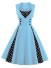Sukienka damska w stylu vintage z kropkami jasnoniebieski
