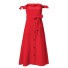 Sukienka damska z powalonymi ramiączkami czerwony