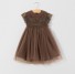 Sukienka dziewczęca z tiulową spódnicą N102 brązowy