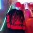Sweter damski oversize z motywem płomienia czerwony
