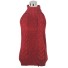 Sweterkowa mini sukienka damska z odkrytymi plecami wino