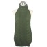 Sweterkowa mini sukienka damska z odkrytymi plecami zieleń wojskowa