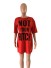 T-Shirt-Kleid mit Aufschrift rot