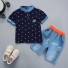 T-Shirt und Jeansshorts für Jungen L1566 dunkelblau