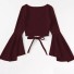 Top crop pentru femei cu volane A350 burgundy