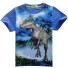 Tricou 3D pentru băiat cu imprimeu dinozaur J1938 albastru
