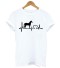 Tricou dama cu imprimeu - Heartbeat si cal J1797 alb