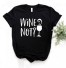 Tricou de damă cu imprimeu amuzant de vin B315 negru