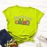 Tricou de damă cu legume imprimate verde neon