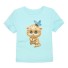 Tricou de fată cu o pisică drăguță - 12 culori albastru deschis