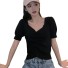 Tricou elastic plisat pentru femei negru