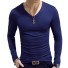 Tricou pentru bărbați cu mâneci lungi T2062 albastru inchis