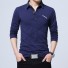Tricou pentru bărbați cu mâneci lungi T2221 albastru inchis